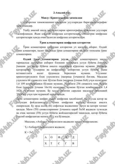 kriptografik himoyalash — DOCX