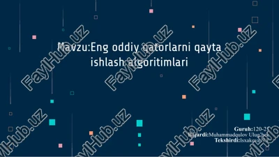 eng oddiy qatorlarni qayta ishlash algoritimlari — PPTX