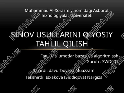 dasturiy sinov usullari — PPTX