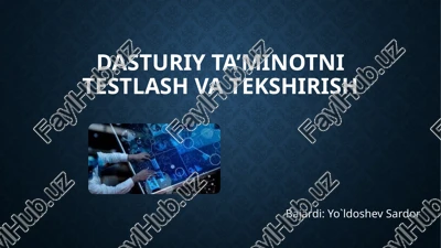 dasturiy ta’minotni testlash va tekshirish — PPTX