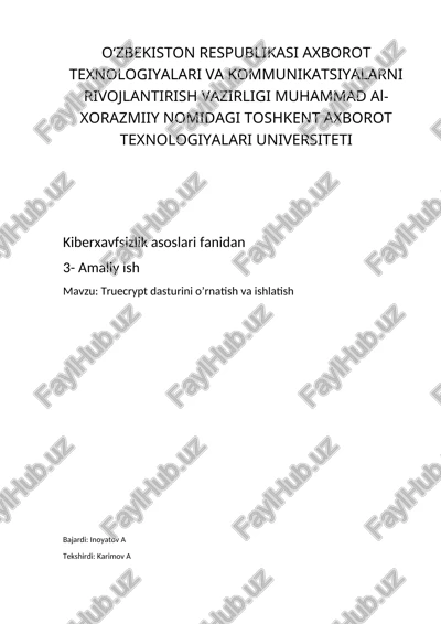 truecrypt dasturini o’rnatish va ishlatish — DOCX