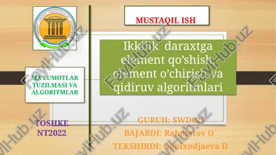 ma’lumotlar tuzilmasi va algoritmlar — PPTX