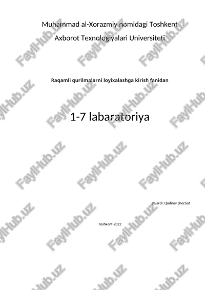 raqamli qurilmalarni loyixalashga kirish fanidan — DOCX
