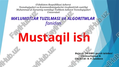 ma’lumotlar tuzilmasi va algoritmlar — PPTX