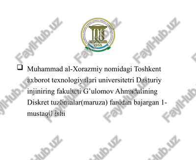 diskret tuzlimalar(maruza) — PPTX