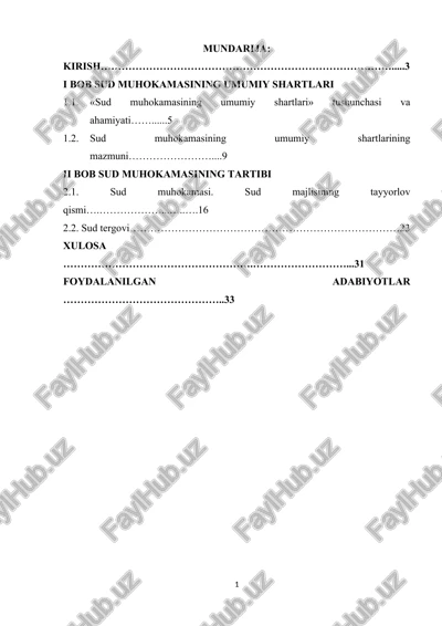 sud muhokamasining umumiy shartlari — DOCX