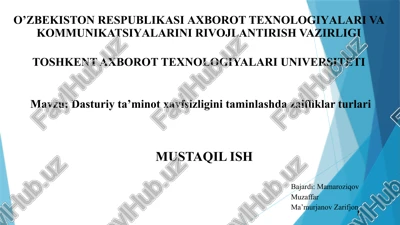 dasturiy ta’minot xavfsizligini taminlashda zaifliklar tur — PPTX