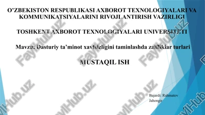 dasturiy ta'minot xavfsizligini taminlashda zaifliklar turari — PPTX