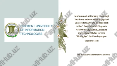 ekologik omillar va ularning klassifikatsiyasi — PPTX