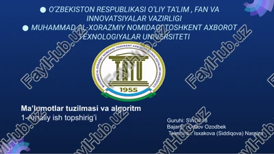 ma’lumotlar tuzilmasi va algoritm — PPTX