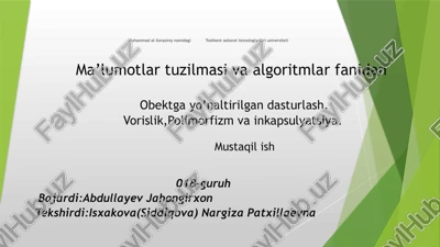 obyektga yo'naltirilgan dasturlash(oyd) — PPTX
