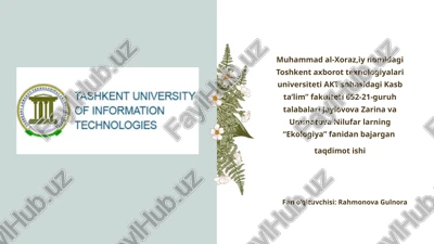 ekologiya fanidan taqdimot — PPTX