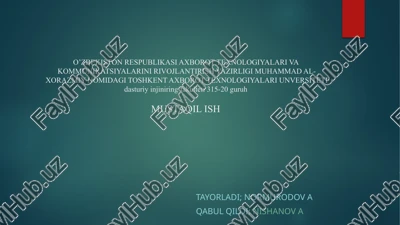 dinamik tizimlarni ishlab chiqish usuli — PPTX