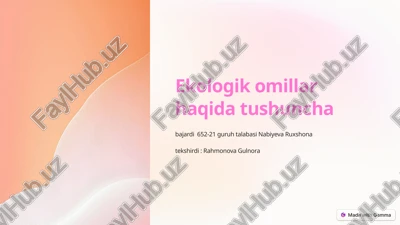 ekologik omillar haqida tushuncha — ZIP