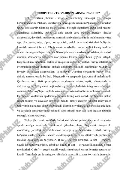 tibbiy elektron jihozlar tasnifi — DOCX