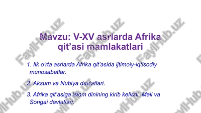 afrika qit’asining tarixi — PPTX