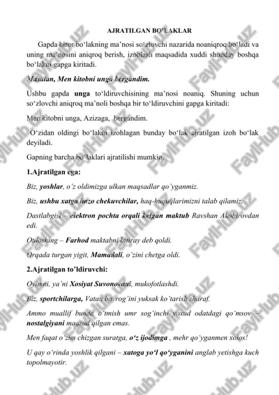 ajratilgan bo'laklar — DOCX