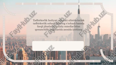 kichik tadbirkorlik subyektlari turlari va ularning qonuniyati — PPTX