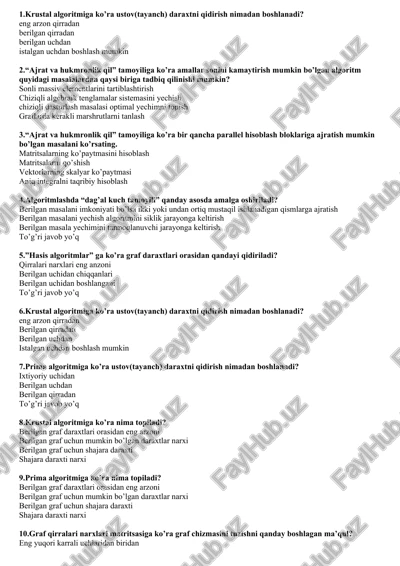 ajrat va hukmronlik qil algoritmi — DOCX