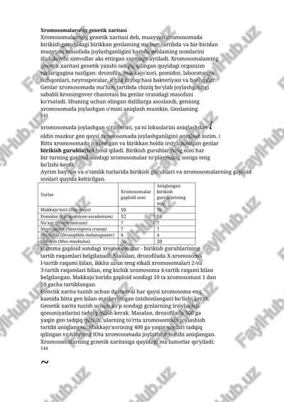 xromosomalarning genetik xaritasi — DOCX