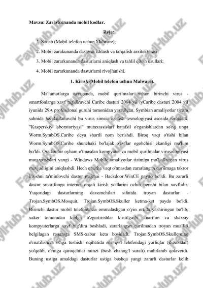 zararkunanda mobil kodlar — DOCX