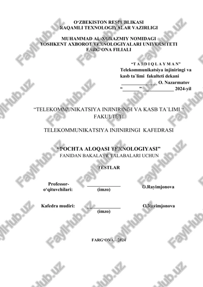 pochta aloqasi texnologiyasi — DOCX