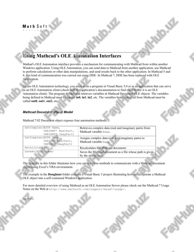 mathcad’s ole automation interfaces — DOC