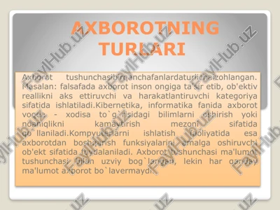 axborotning turlari — PPTX