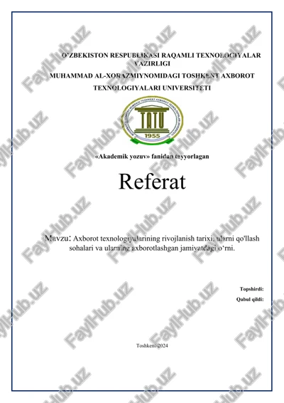 axborot texnologiyalarining rivojlanish tarixi — DOCX