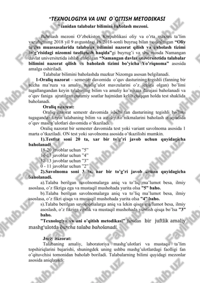 texnologiya va uni o`qitish metodikasi — DOC