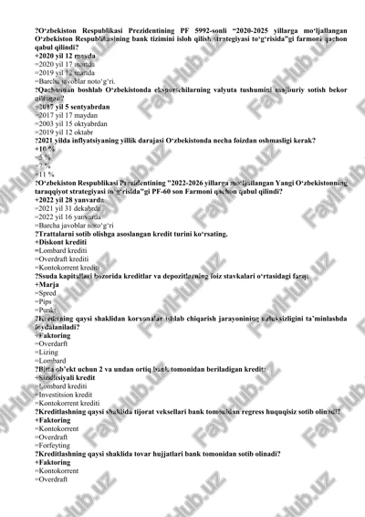 trattalarni sotib olishga asoslangan kredit turini ko‘rsating. — DOCX