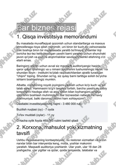 bar biznes rejasi — DOCX