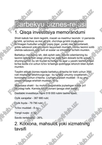 barbekyu biznes-rejasi — DOCX