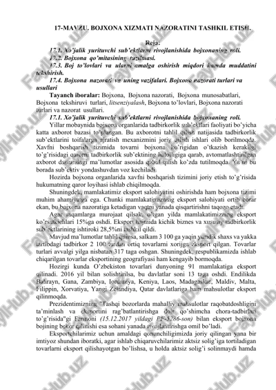 bojxona xizmati nazorati — DOCX