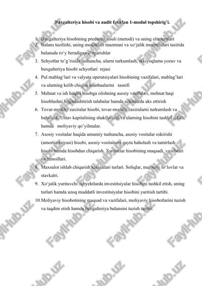 buxgalteriya hisobi va audit fanidan 1-modul topshirig’i — DOCX