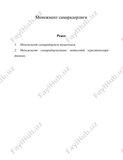 менежмент самарадорлиги — DOC