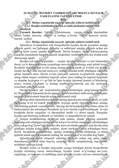 mavzu. byudjet tashkilotlari moliya-xo’jalik faoliyatini taftish etish — DOCX