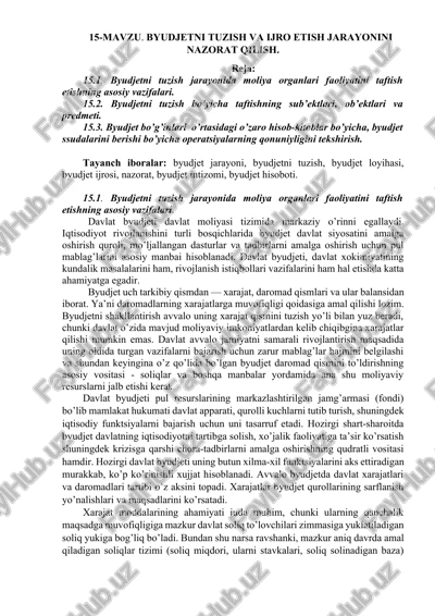byudjet tuzish va ijro etish jarayonini nazorat qilish — DOCX
