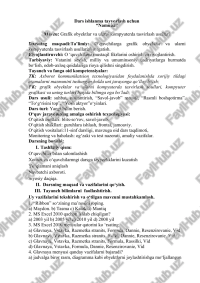 grafik obyektlar va ularni kompyuterda tasvirlash usullari — DOCX