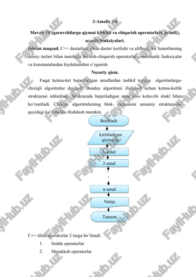 o’zgaruvchilarga qiymat kiritish va chiqarish operatorlari — DOCX