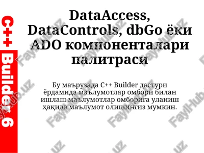 dataaccess, datacontrols, dbgoyokiadokomponentalaripalitrasi — PPTX