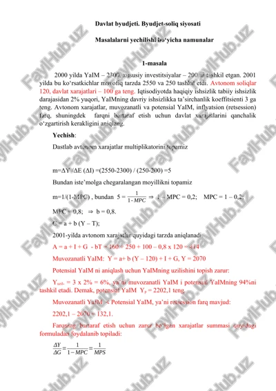 davlat byudjeti. byudjet-soliq siyosati — DOCX