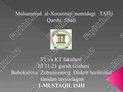 natural sonlar to'plamiga akslantirish prinsipi — PPTX