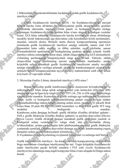 microchip grafics library dasturlash interfeysi (api) — DOCX