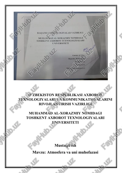 atmosfera va uni muhofazasi — DOCX