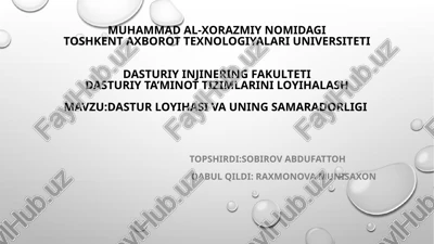dasturiy ta'minot tizimlarini loyihalash — PPTX