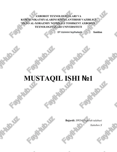 algoritmlarni loyihalashga misollar. maʼlumotlarni tuzilmasini loyihalashga misollar — DOCX