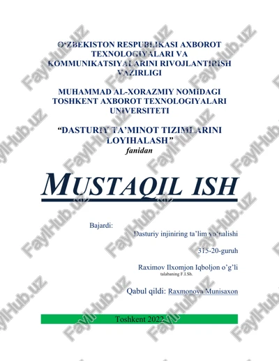 dasturiy injiniring ta’lim yo‘nalishi — DOC