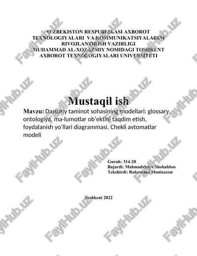 dasturiy taminot sohasining modellari — DOCX