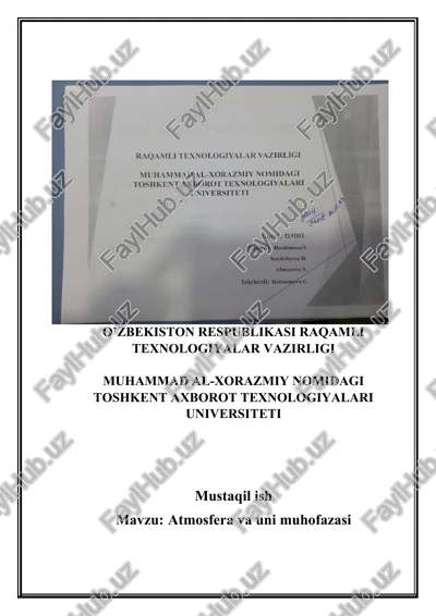 atmosfera va uni muhofazasi — DOCX